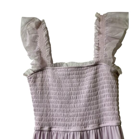 Audrey Parks + Francesca's Sleeveless Tiered Smocked Maxi Dress Lavendar S (2833 - Picture 6 of 9